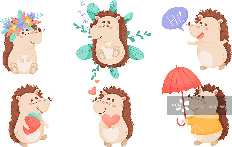 拿着草莓的带刺猬角色图片素材