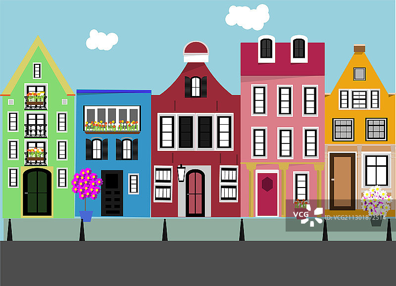 城市街道房屋合集图片素材