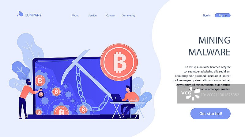 隐藏采矿概念着陆页图片素材