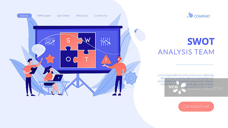 SWOT分析概念落地页图片素材