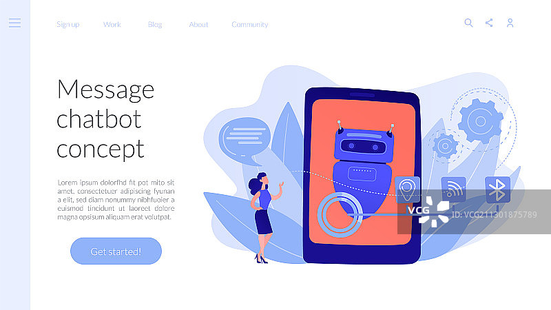 通过消息概念的聊天机器人虚拟助手图片素材