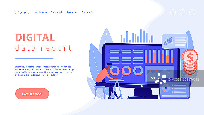 金融数据管理概念落地页图片素材