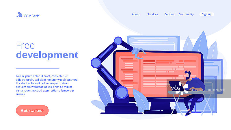 打开自动化架构概念登陆页面图片素材