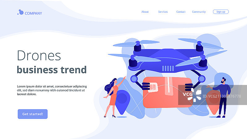 无人机配送概念着陆页图片素材