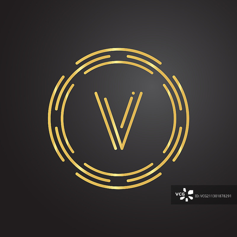 带有奢华商务感的首字母V标志图片素材