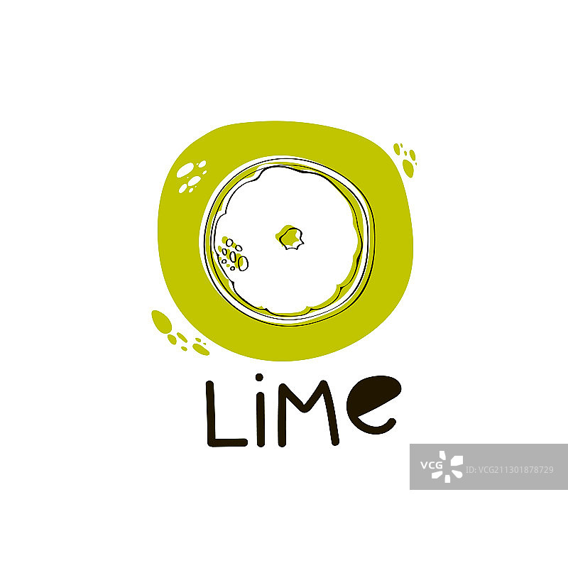 涂鸦圆形青柠水果图片素材