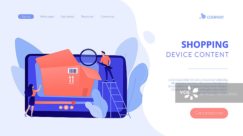 开箱视频概念着陆页图片素材