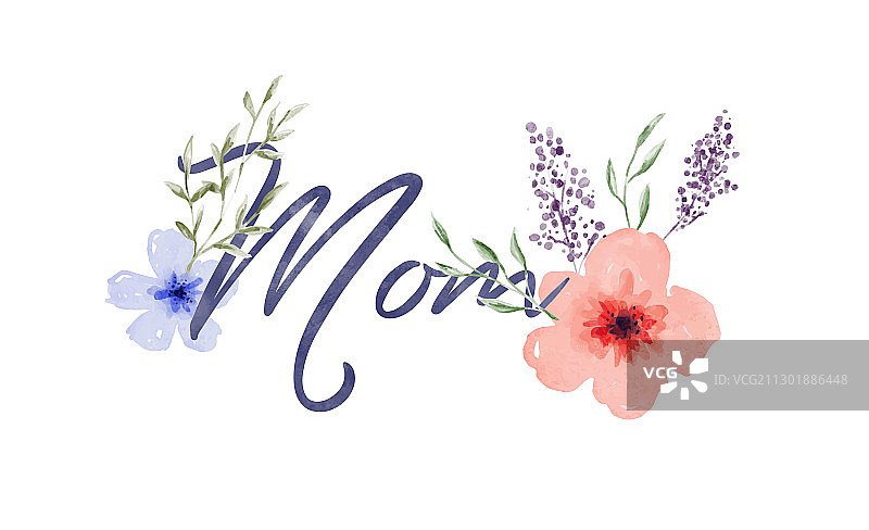 水彩花卉母亲节妈妈语录图片素材