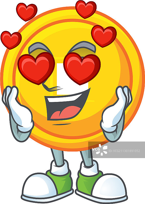 恋爱中的可爱中国金币卡通图片素材