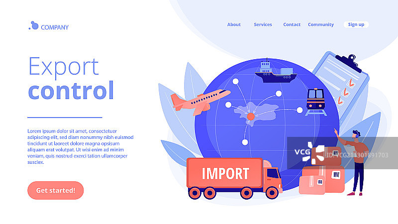 出口管制概念着陆页图片素材