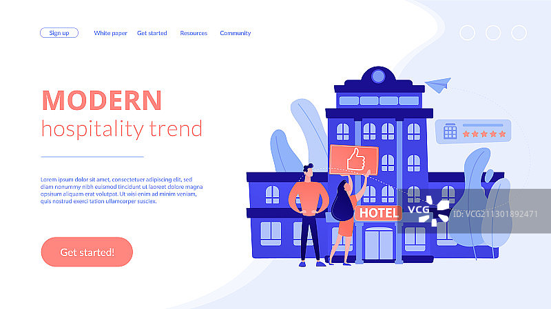 生活方式酒店概念着陆页图片素材