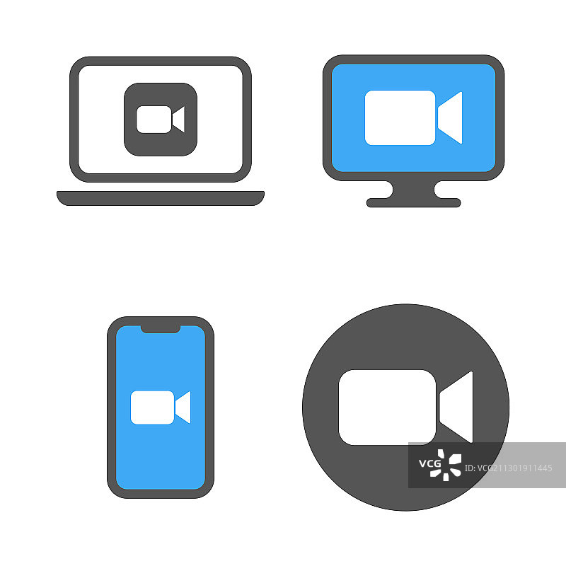 蓝色相机图标 - 直播媒体流图片素材