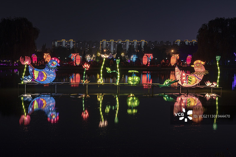 中秋国庆世界花卉大观园灯光秀图片素材