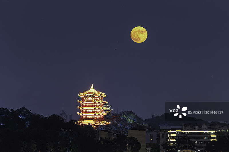 黄鹤楼夜景灯光秀图片素材
