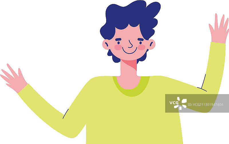 白色背景上孤立的年轻男人卡通角色图标图片素材