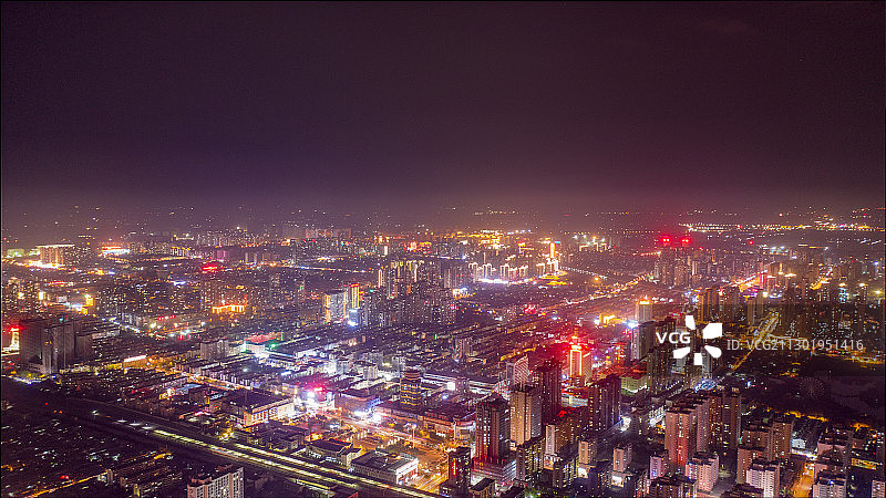 滕州市西南角航拍高空夜景图片素材