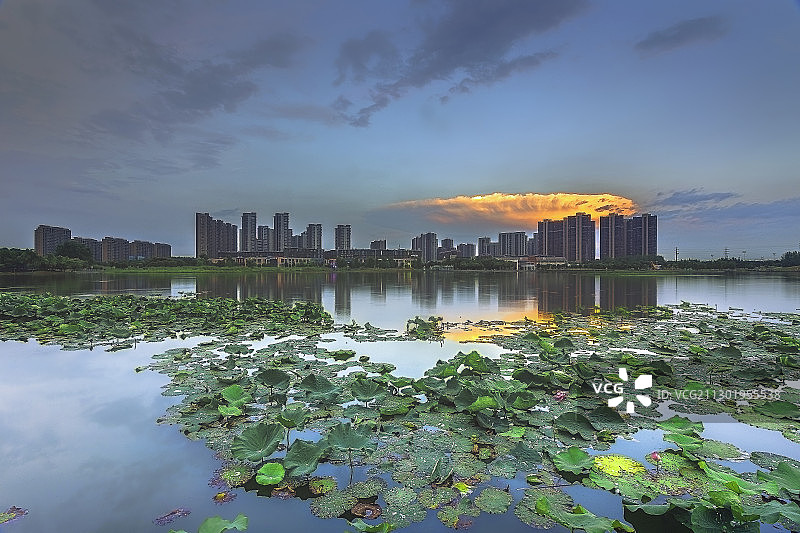 莲花湖日落图片素材