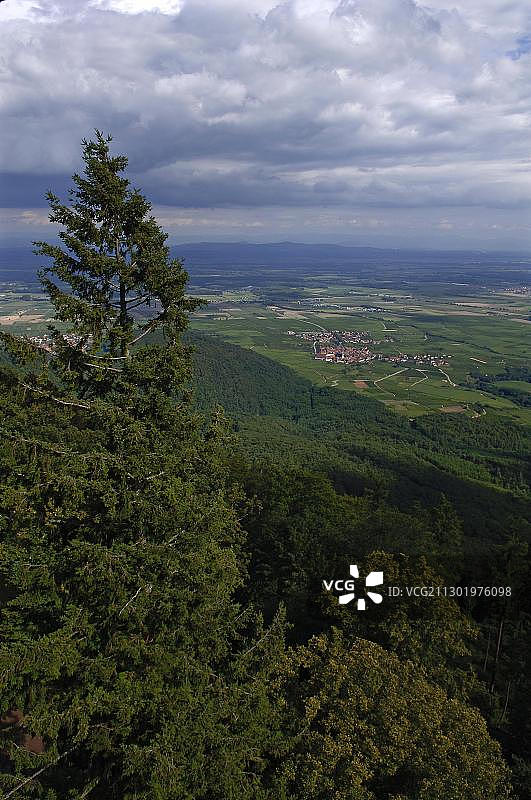 从霍科尼格斯堡城堡眺望，法国阿尔萨斯图片素材