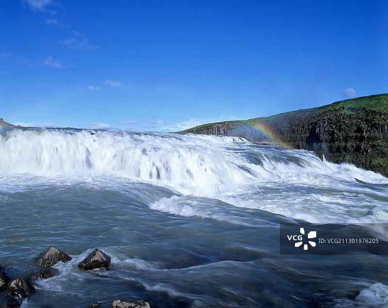 冰岛南部哈aukadalur的黄金瀑布图片素材
