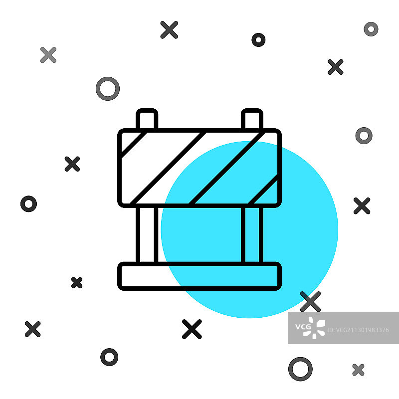 白色背景上的道路障碍黑色线条图标图片素材