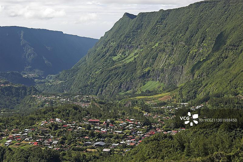 地狱堡村，萨拉济冰斗，留尼汪岛，法国，非洲，欧洲图片素材