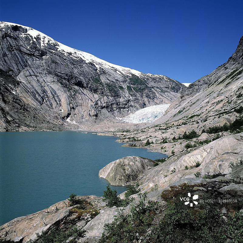 挪威西部松恩-菲尤拉讷约斯达尔布林冰川尼加兹布林冰舌图片素材