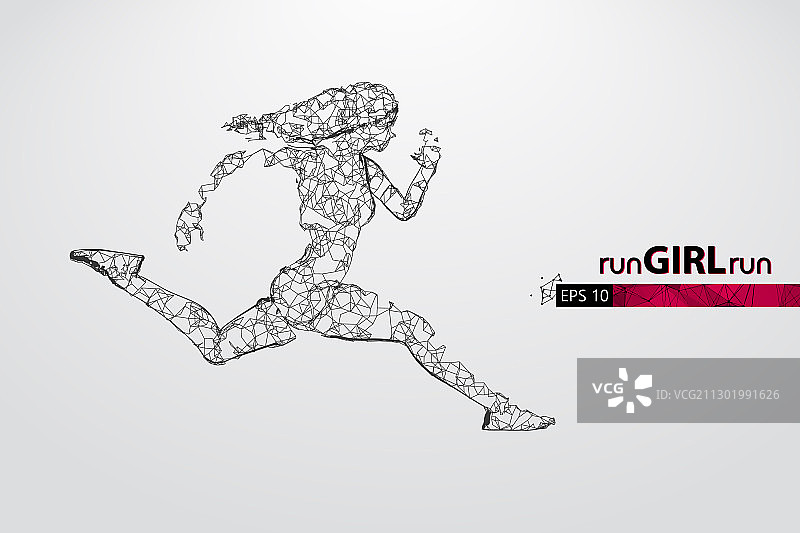 奔跑的女性运动员抽象轮廓图片素材