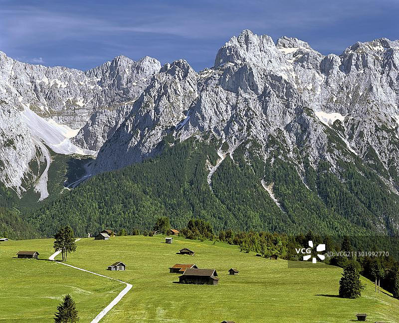 托尼霍夫野生动物园，卡文德尔山脉，米滕瓦尔德森林，上巴伐利亚，巴伐利亚，德国，欧洲图片素材