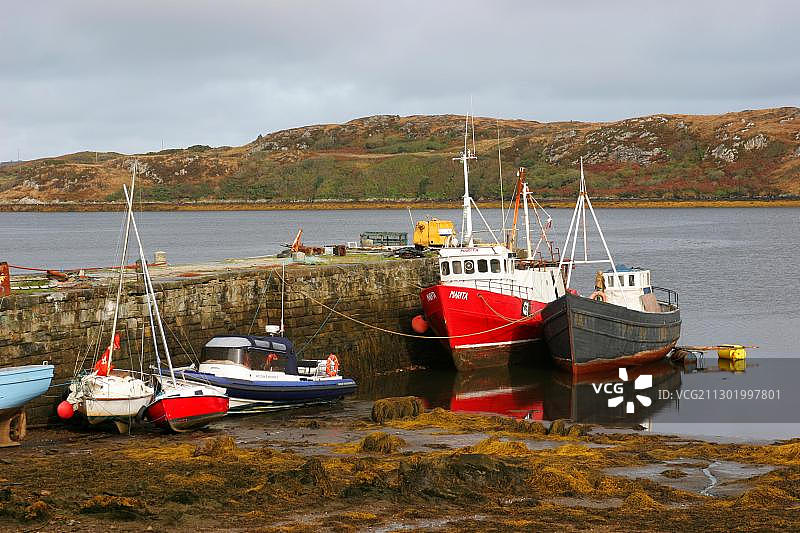 爱尔兰康尼马拉莱特弗拉克海湾的船只图片素材