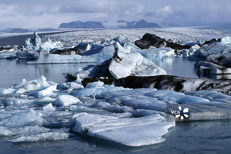 欧洲冰岛杰古沙龙冰川湖图片素材