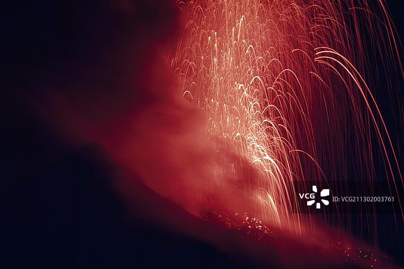 斯特龙博利式喷发，斯特龙博利岛，利帕里群岛，意大利，欧洲图片素材