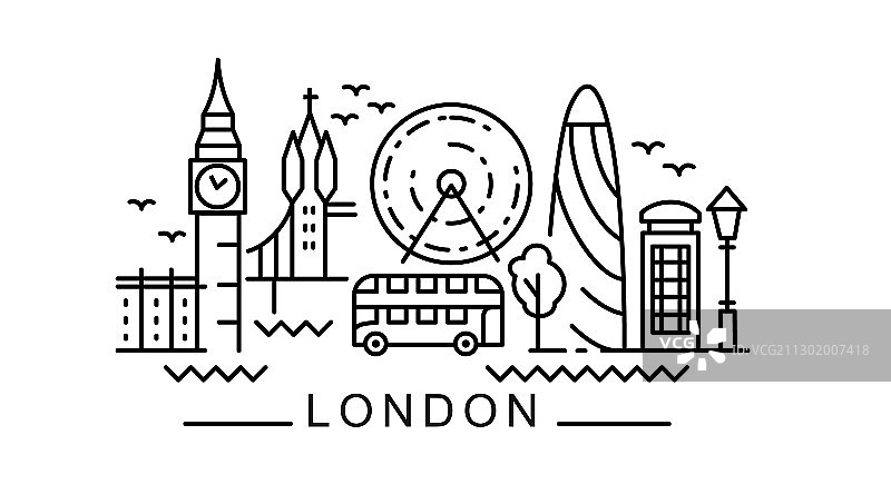 白色背景上的伦敦城市轮廓图片素材