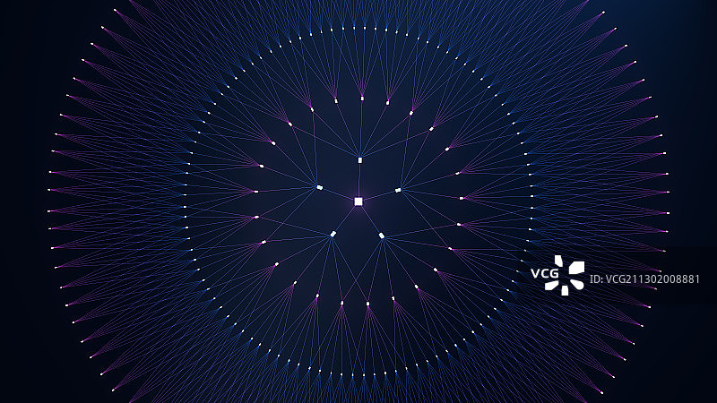 三维渲染的层级递减串联的线条粒子图片素材