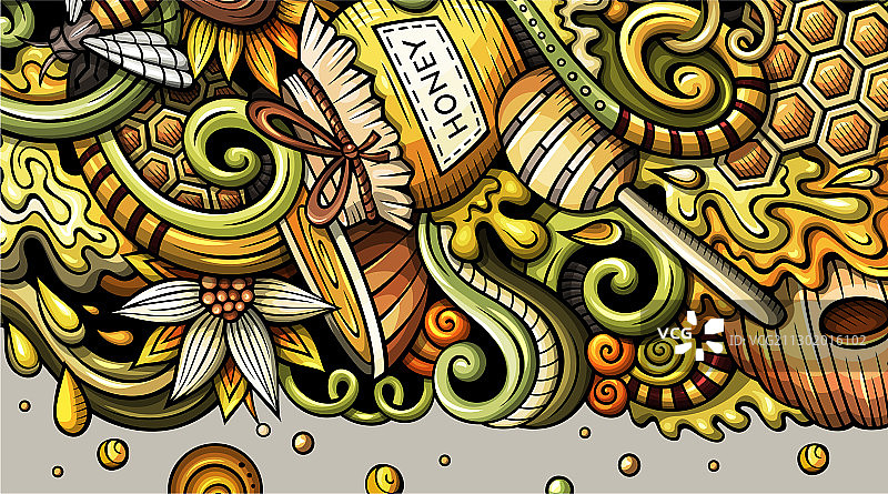 手绘蜂蜜涂鸦banner卡通详情图片素材