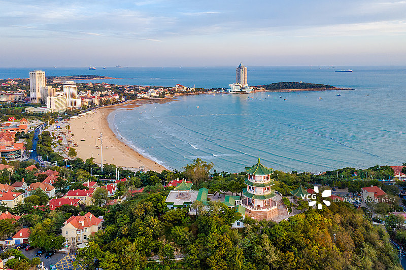 青岛汇泉湾航拍图片素材
