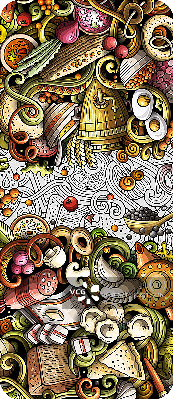 手绘涂鸦俄罗斯美食banner图片素材