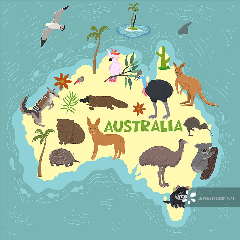 澳大利亚及澳大利亚动物文字图案图片素材