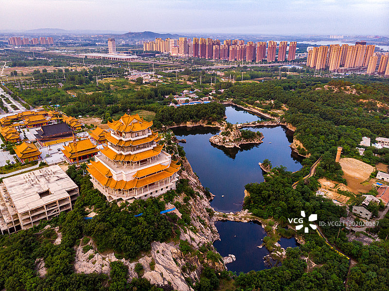 安徽蚌埠市栖岩寺建筑航拍图片素材