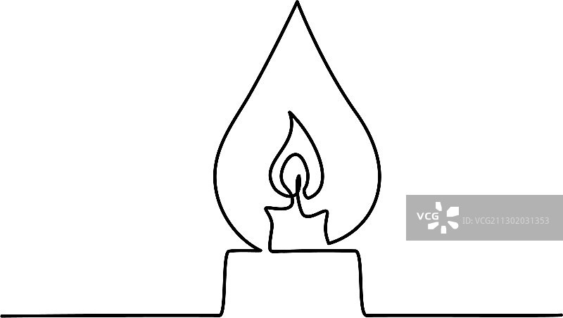 燃烧的火焰蜡烛连续单线绘画图片素材