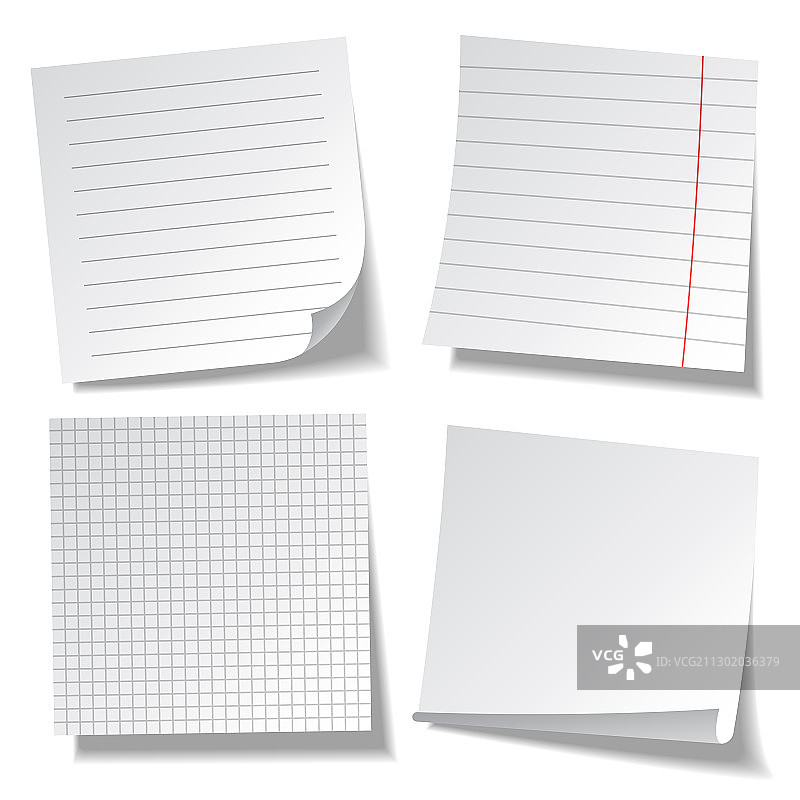 逼真带横线的便签纸空白便条纸图片素材
