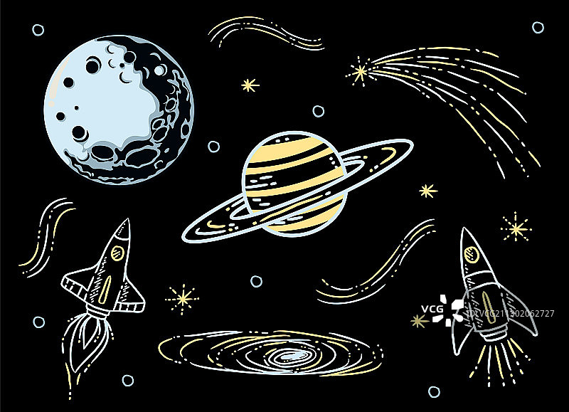 各种星系元素套装图片素材