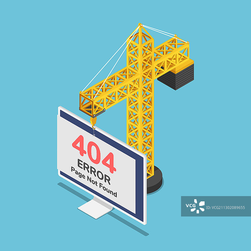 2.5D建筑起重机悬挂404错误图片素材