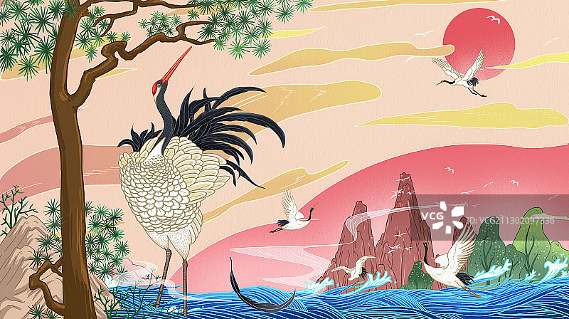 仙鹤之美-松鹤延年图片素材