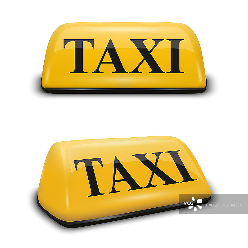 3D写实黄色法式出租车标志图标图片素材