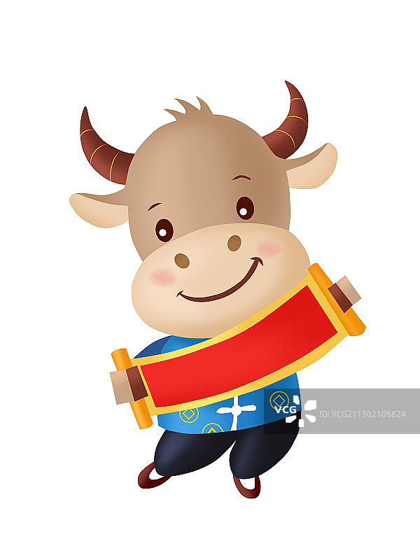 《拿横幅牛》图片素材