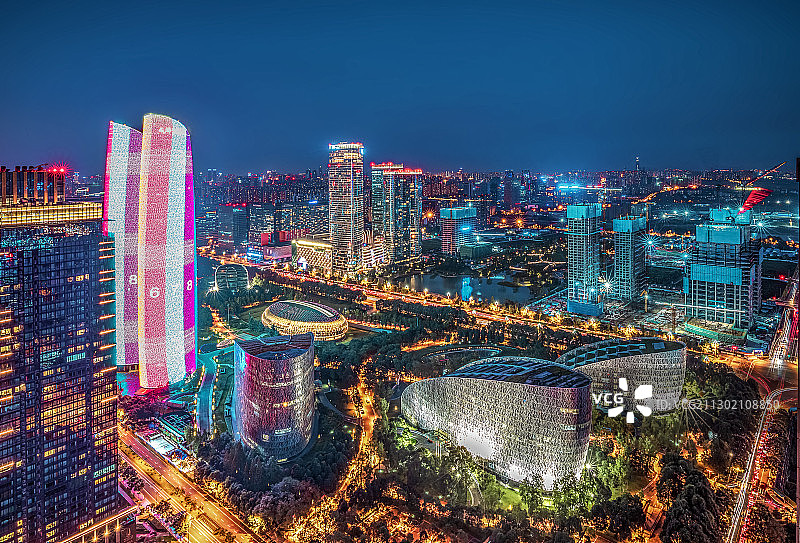 成都金融城夜景(迎中秋国庆)图片素材