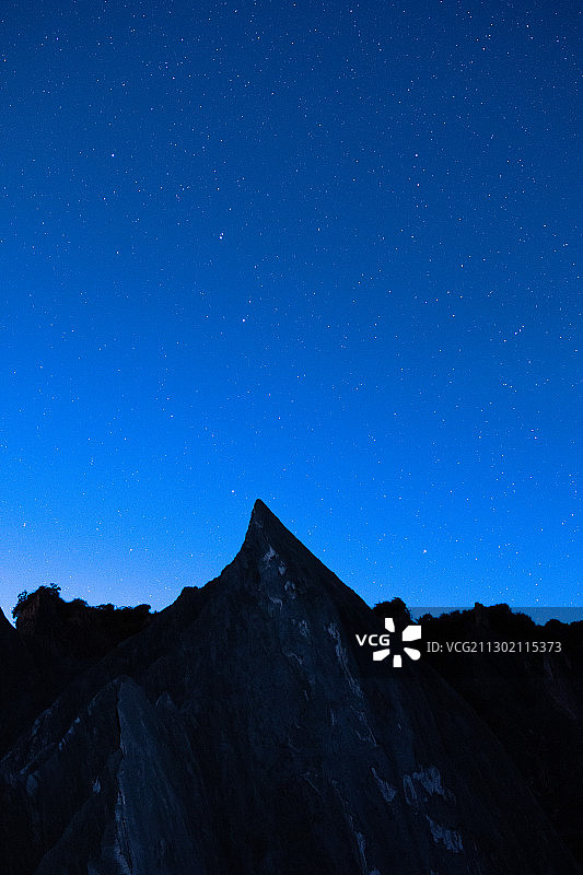 尖锐的土林指向夜空中的北斗七星图片素材