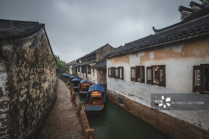 江苏昆山周庄水乡古镇古建筑风光图片素材