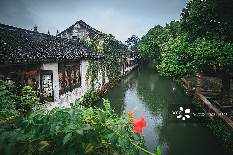 江苏昆山周庄水乡古镇古建筑风光图片素材