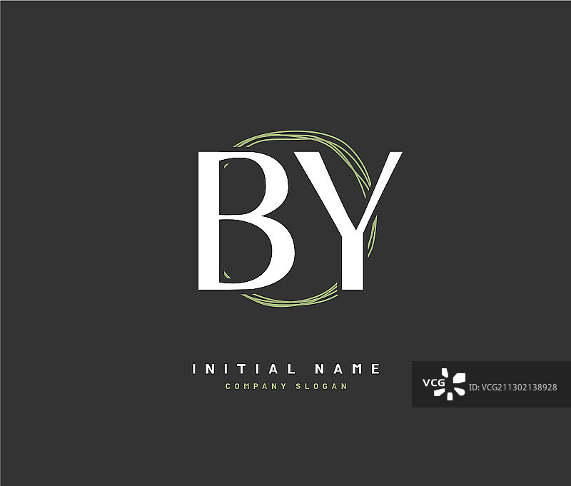 b y美容首字母手写标志图片素材